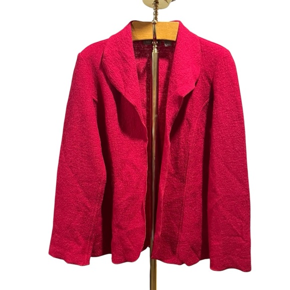Chico's Jackets & Blazers - Chico's Red Boiled Wool Blazer Modern Minimalist Design